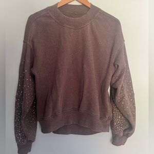 Lululemon X SoulCycle To The Beat Sweatshirt Heathered Antique Bark Size 6